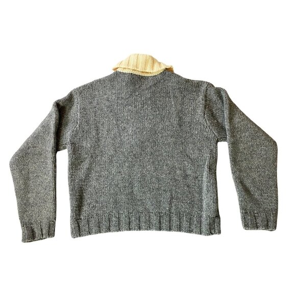 Vintage Express Tricot Wool Fair Isle Cardigan Sweater Zips Gray Red Blue Small - Picture 2 of 8